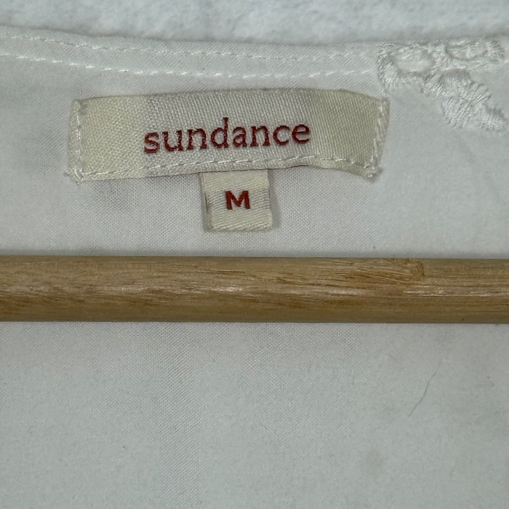 Sundance | White Eyelet Embroidered Dress‎ Bohemian Gauze Bell Sleeve, Medium - Picture 5 of 7